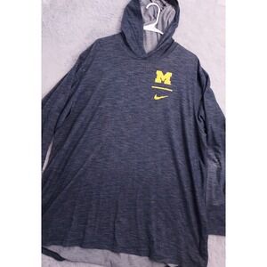 Michigan Wolverines Hoodie Mens 2XL XXL Lightweight Nike Dri Fit Faded Blue NCAA